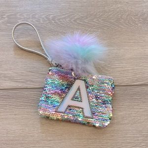 JUSTICE INITIAL A SEQUIN COIN PURSE